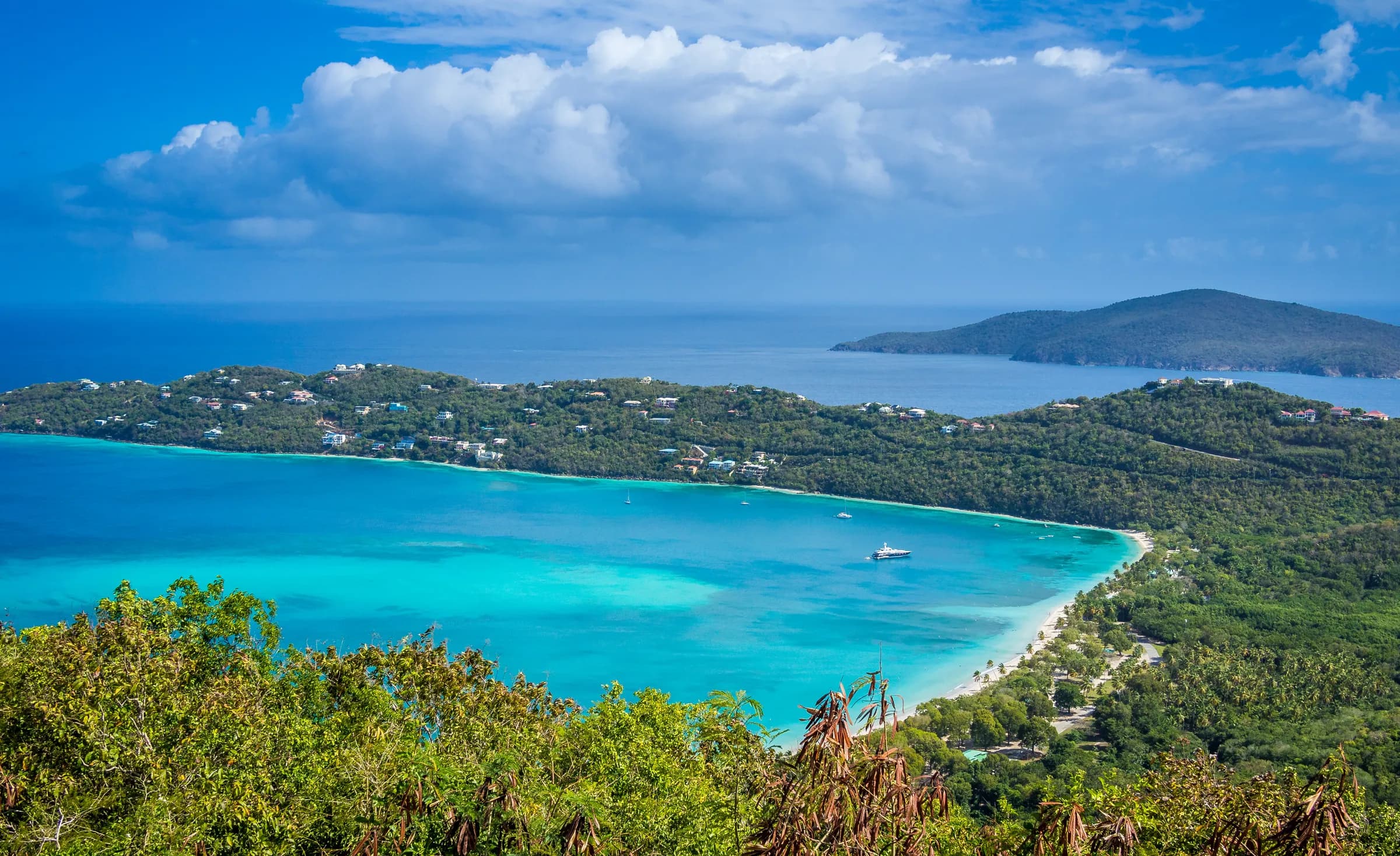 Representative imagery for Morningstar Buoy Haus Beach Resort: an overlook of Magens Bay on St. Thomas. Not a photograph of this listing.