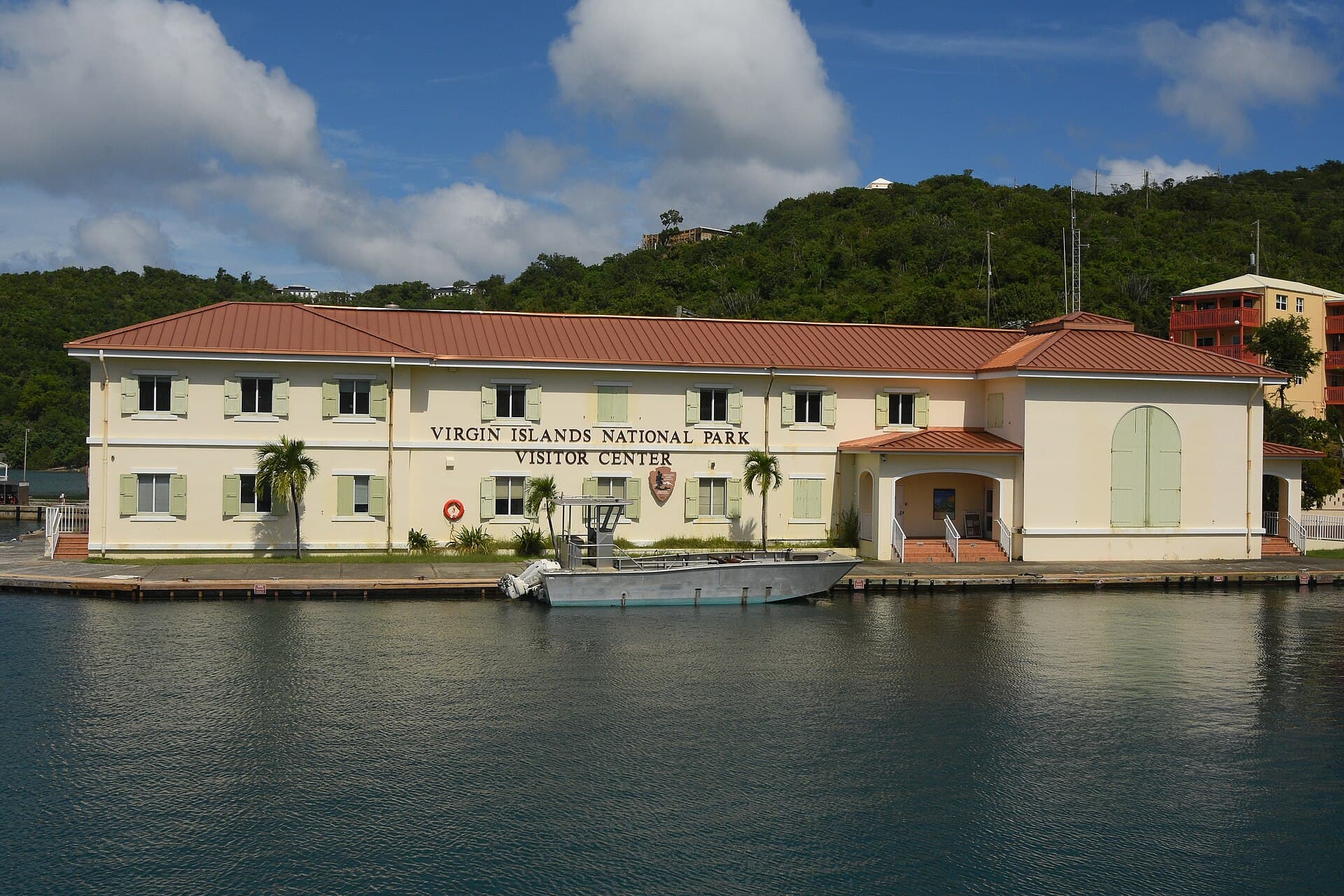 The Virgin Islands National Park visitor center on the Cruz Bay waterfront, St. John.