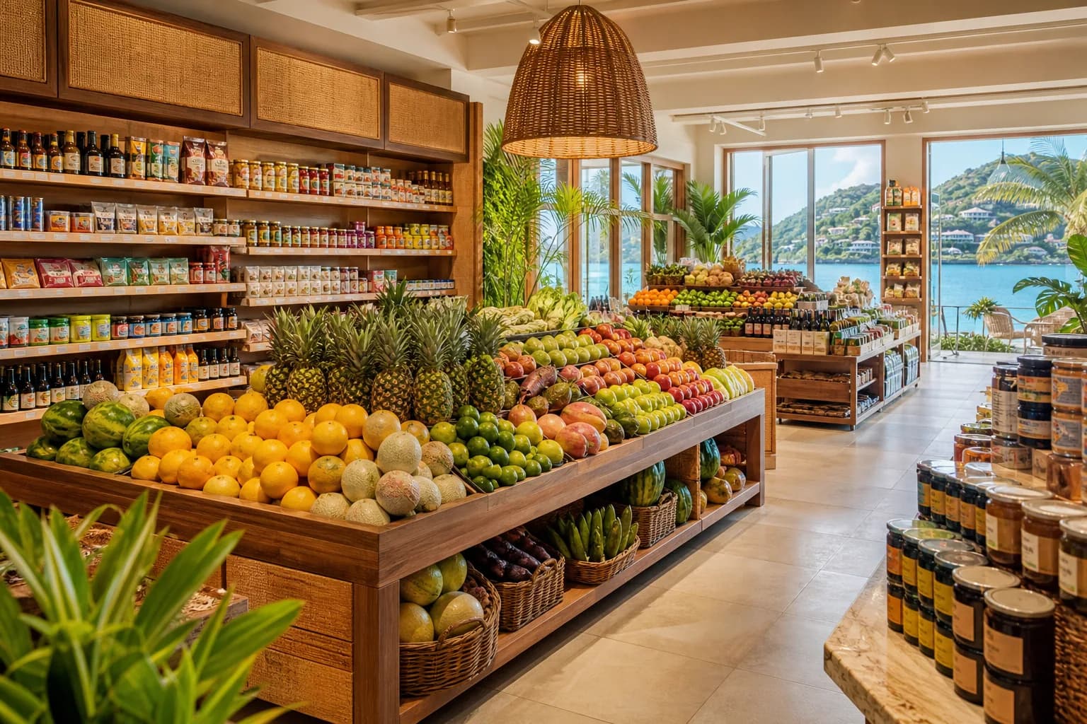 Representative artwork for Moe's Fresh Market, depicting a local provisions experience in STT.