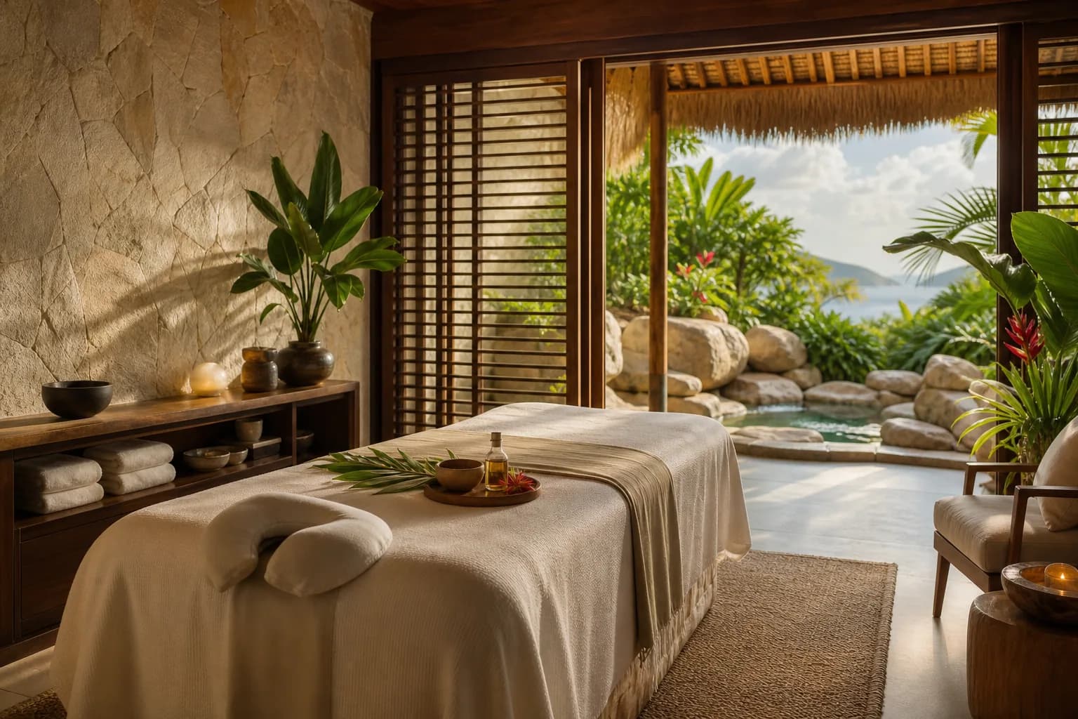 Representative artwork for Prana Spa, depicting a wellness spas experience in STT.
