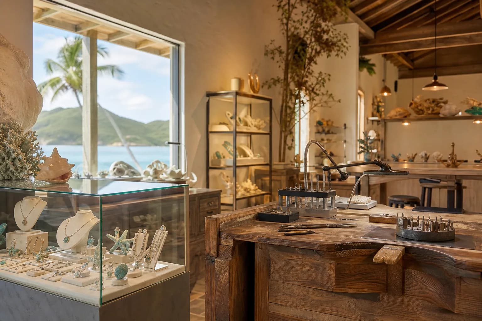 Representative artwork for FantaSea Jewelry, depicting a local provisions experience in STX.