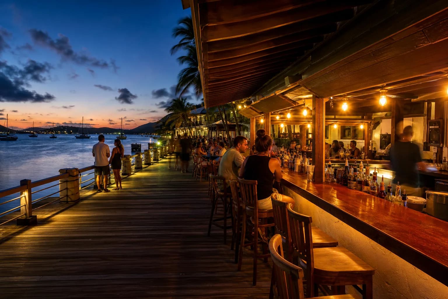 Representative USVI nightlife and rhythm image for Shupe's on the Boardwalk; not a photograph of this listing and may depict another island.